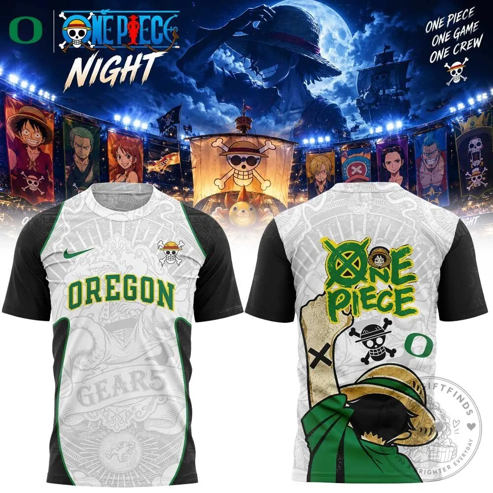 Oregon Ducks One Piece Anime Monkey D Luffy Straw Hat Pirates Football Jersey