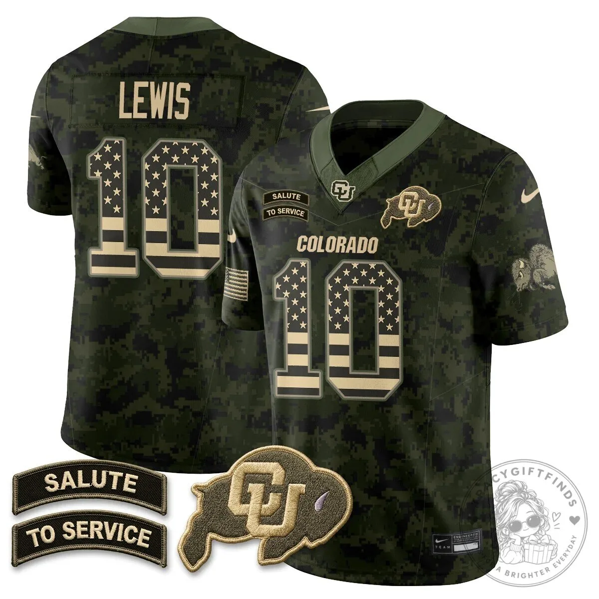 Colorado Buffaloes Lewis Salute To Service Football Jersey 54 Colorado Buffaloes Lewis Salute To Service Football Jersey