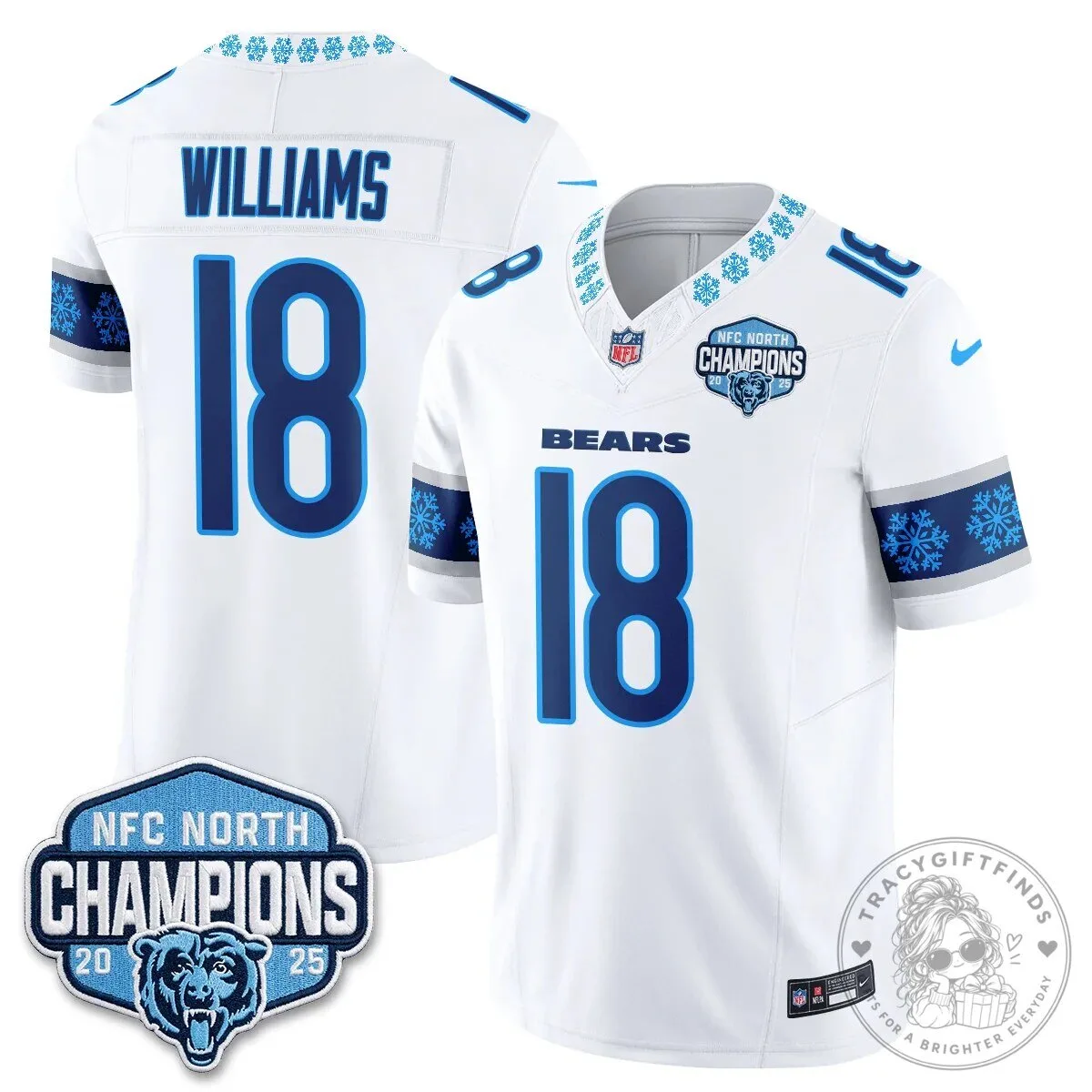 Chicago Bears NFC North Champions 2025 Christmas Edition Football Jersey