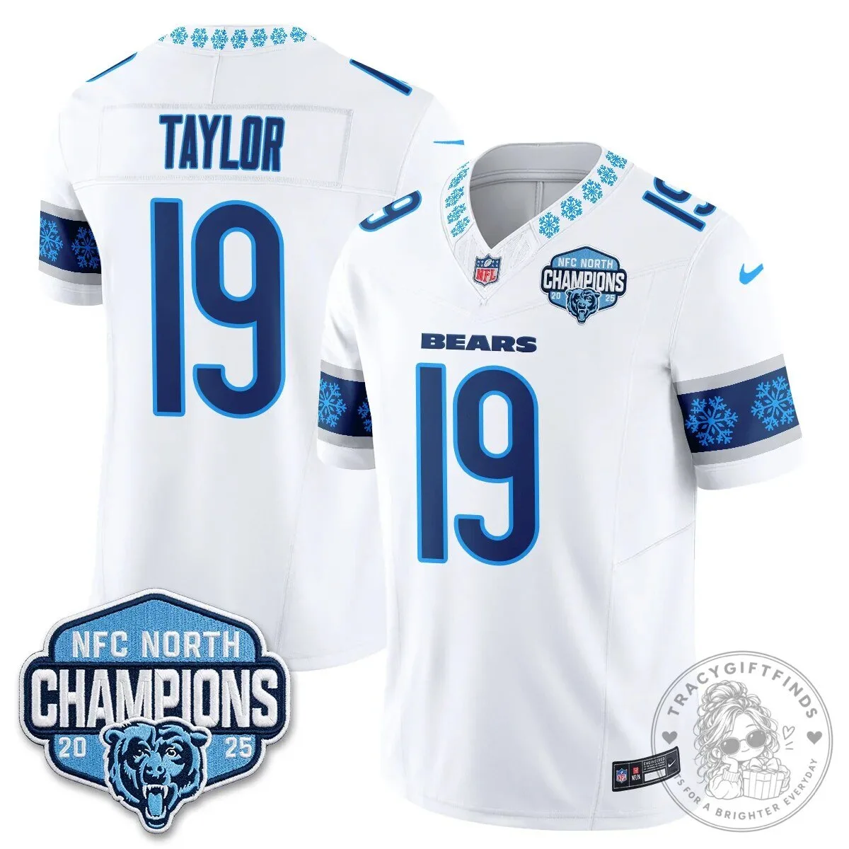 Chicago Bears NFC North Champions 2025 Christmas Edition Football Jersey 38 Chicago Bears NFC North Champions 2025 Christmas Edition Football Jersey