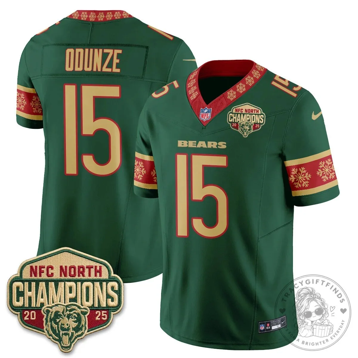 Chicago Bears NFC North Champions 2025 Christmas Edition Football Jersey 41 Chicago Bears NFC North Champions 2025 Christmas Edition Football Jersey