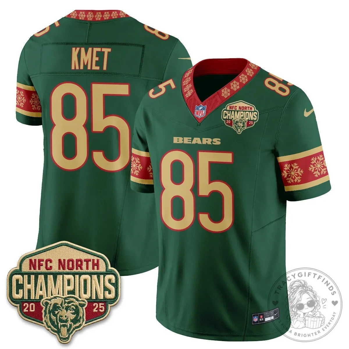 Chicago Bears NFC North Champions 2025 Christmas Edition Football Jersey 43 Chicago Bears NFC North Champions 2025 Christmas Edition Football Jersey