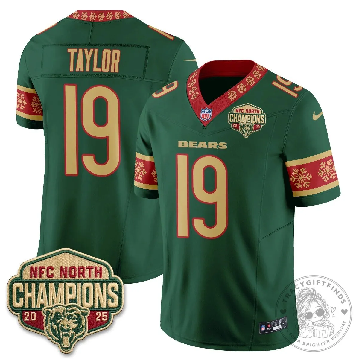 Chicago Bears NFC North Champions 2025 Christmas Edition Football Jersey 47 Chicago Bears NFC North Champions 2025 Christmas Edition Football Jersey