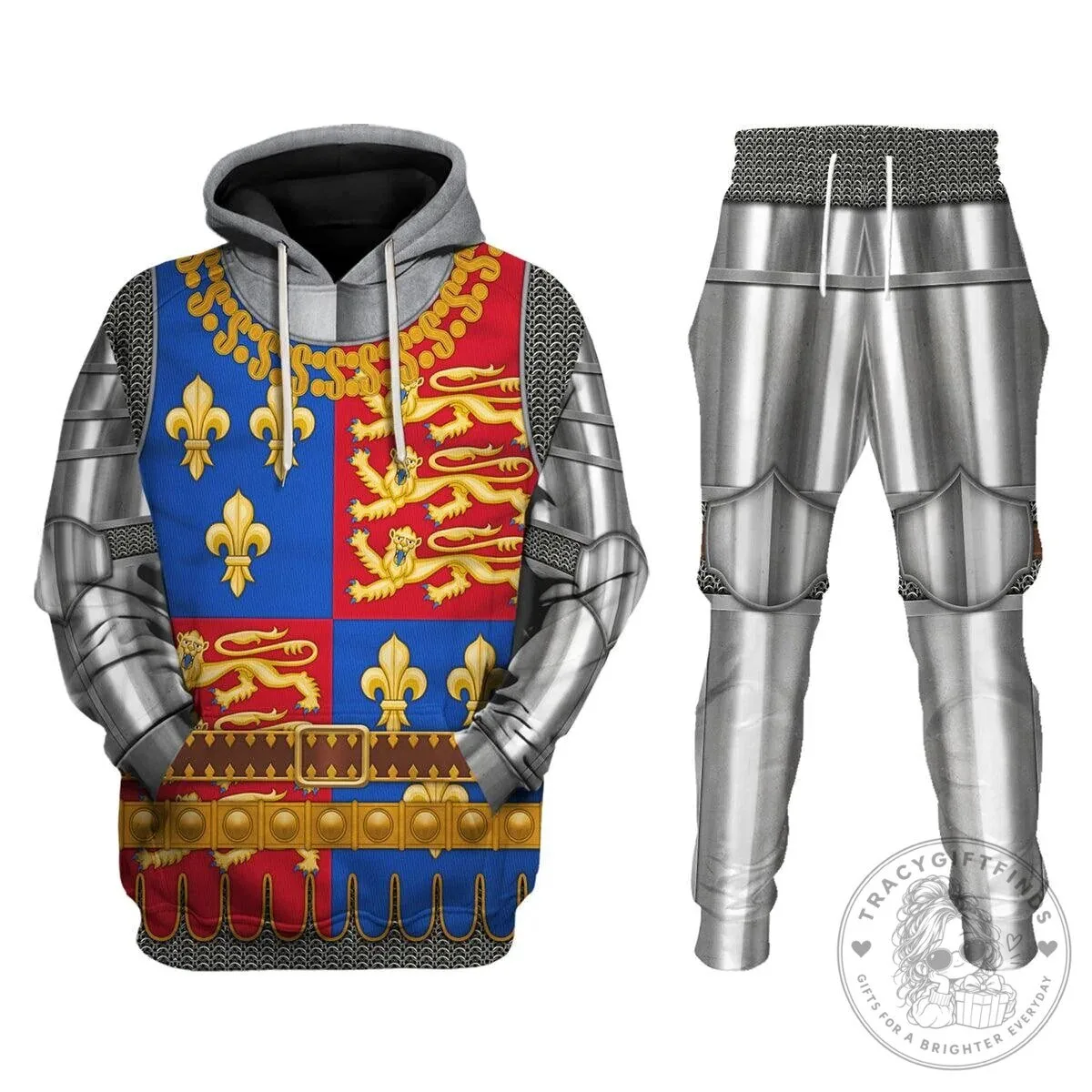 Medieval Knight Armor Suit of Henry V Full Print Hoodie