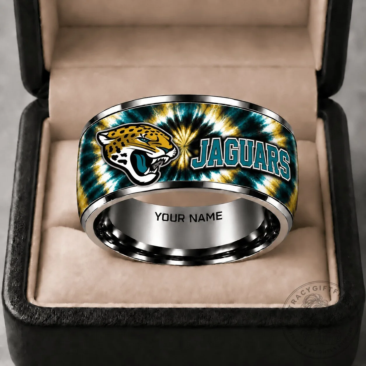 Jacksonville Jaguars Tie-Dye Team Logo Tungsten Steel Ring
