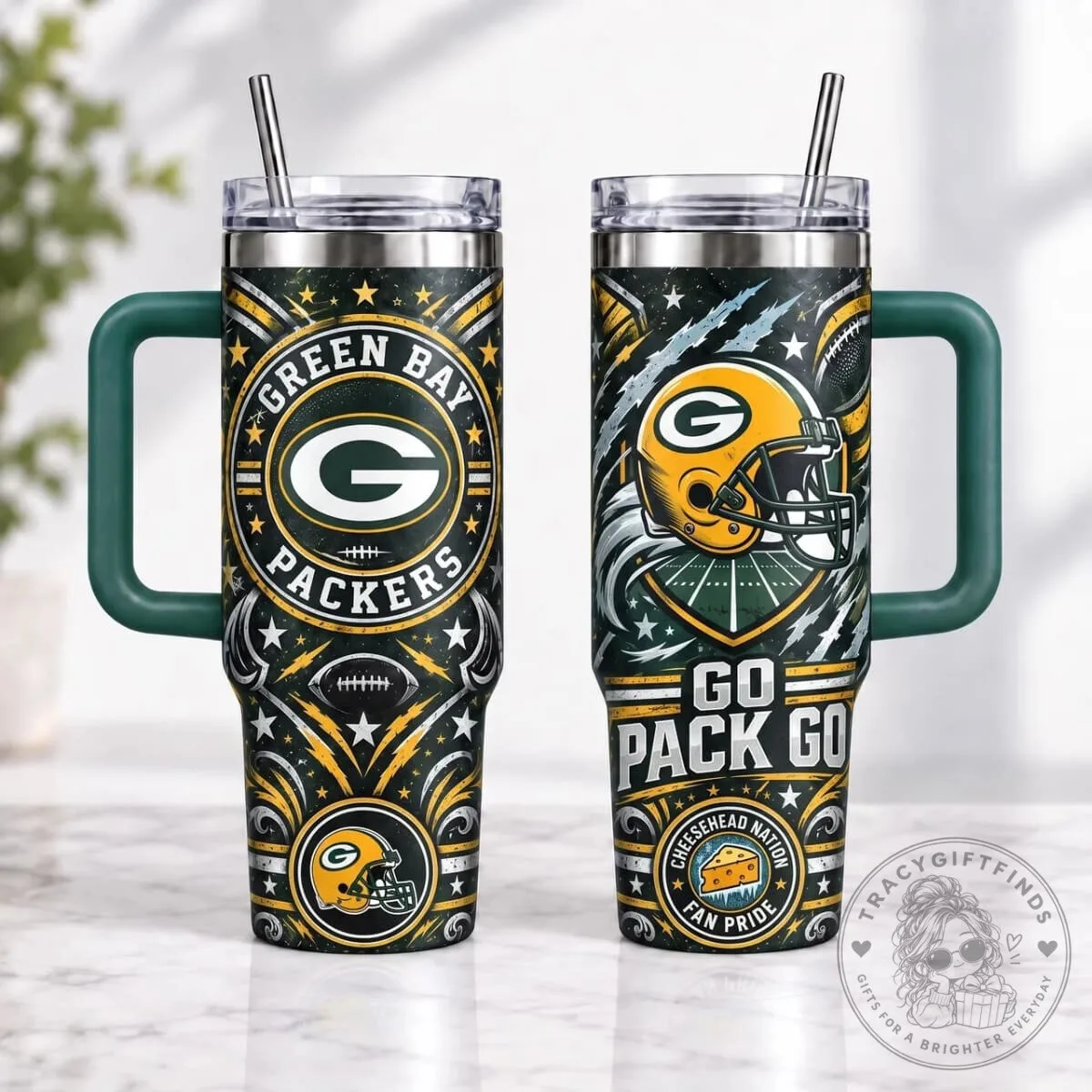 Green Bay Packers Football Team Vintage Logo 40oz Tumbler with Handle 3 Green Bay Packers Football Team Vintage Logo 40oz Tumbler with Handle