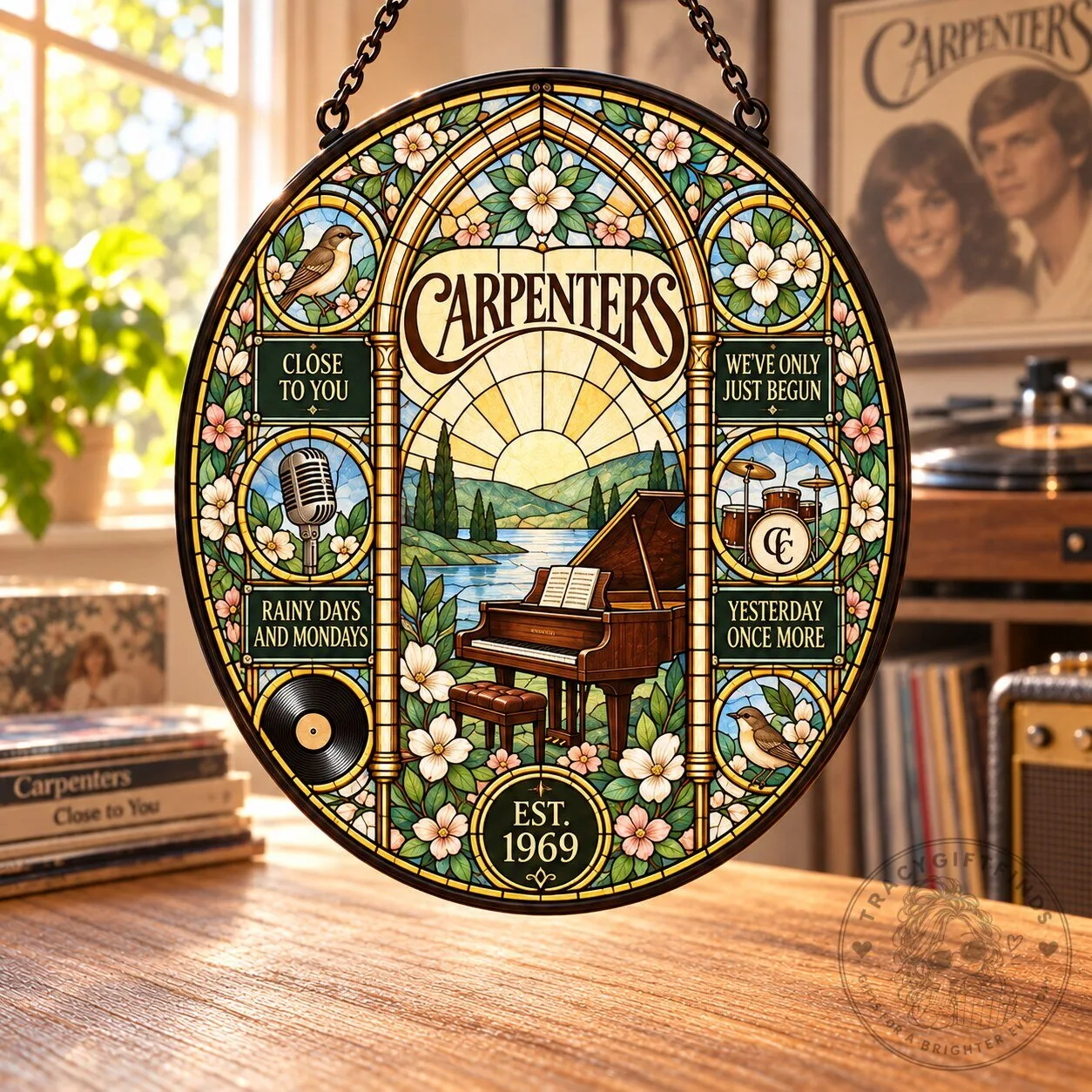 The Carpenters Close To You Stained Glass Style Suncatcher Est. 1969