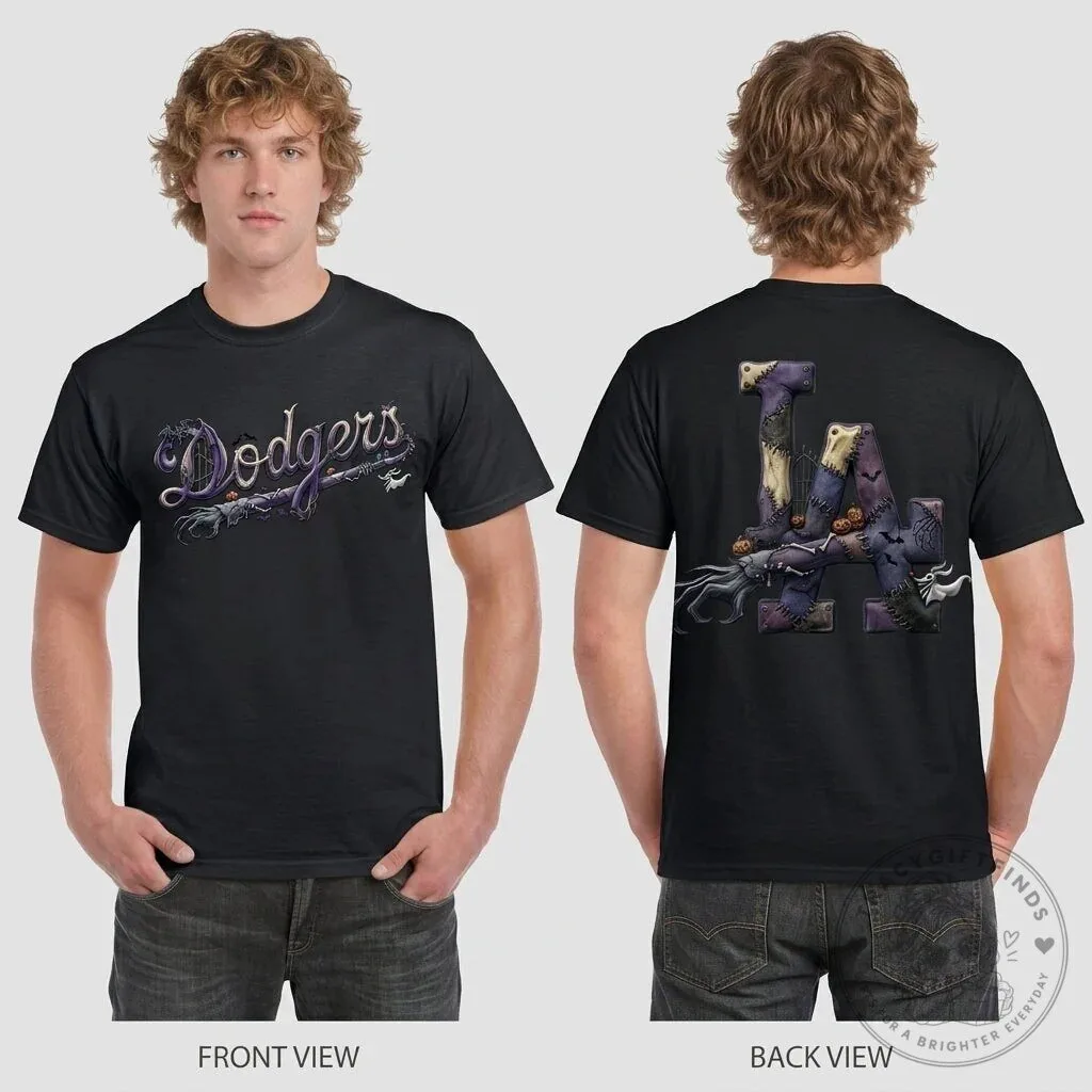 Los Angeles Dodgers Halloween Nightmare Edition Spooky Black T-Shirt