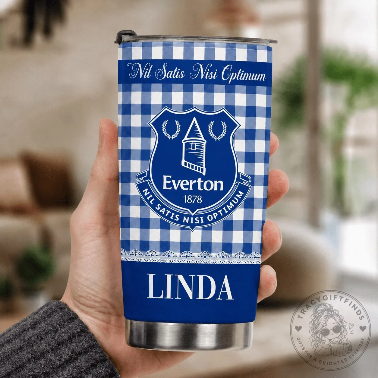 Everton Football Club Gingham Pattern Stainless Steel Insulated Tumbler 1 Everton Football Club Gingham Pattern Stainless Steel Insulated Tumbler