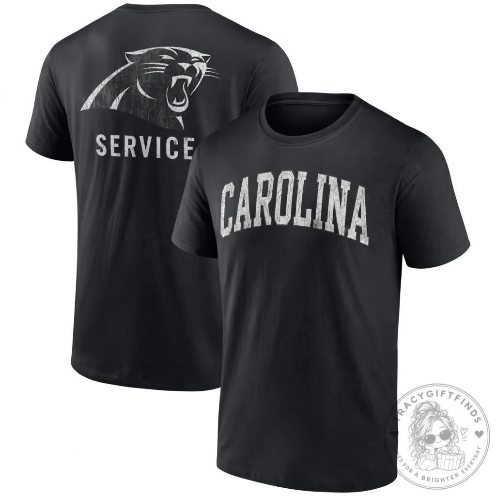 Black T-Shirt with Distressed Carolina Panthers Salute To Service Logo Black T-Shirt with Distressed Carolina Panthers Salute To Service Logo