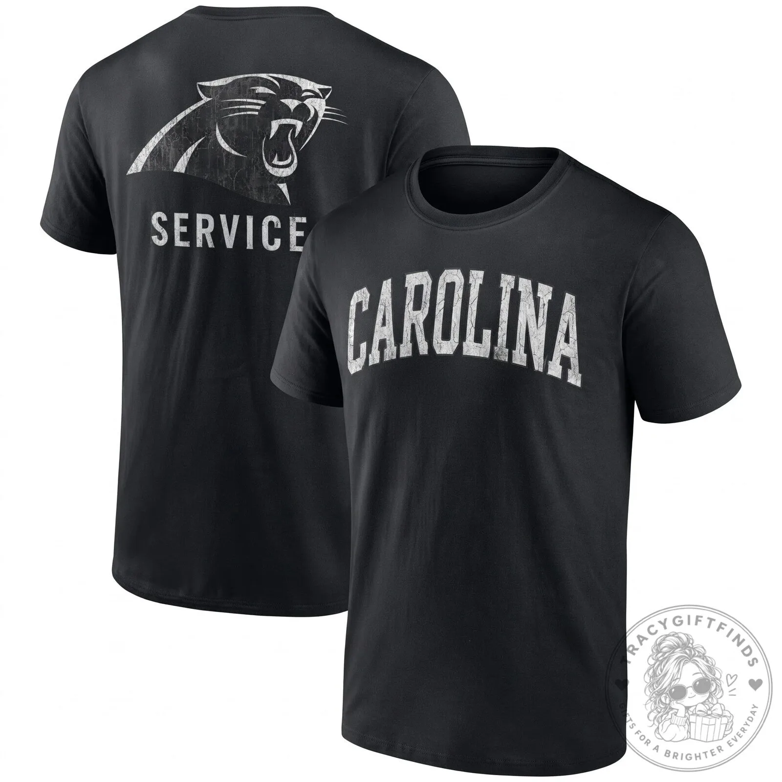 Black T-Shirt with Distressed Carolina Panthers Salute To Service Logo 10 Black T-Shirt with Distressed Carolina Panthers Salute To Service Logo