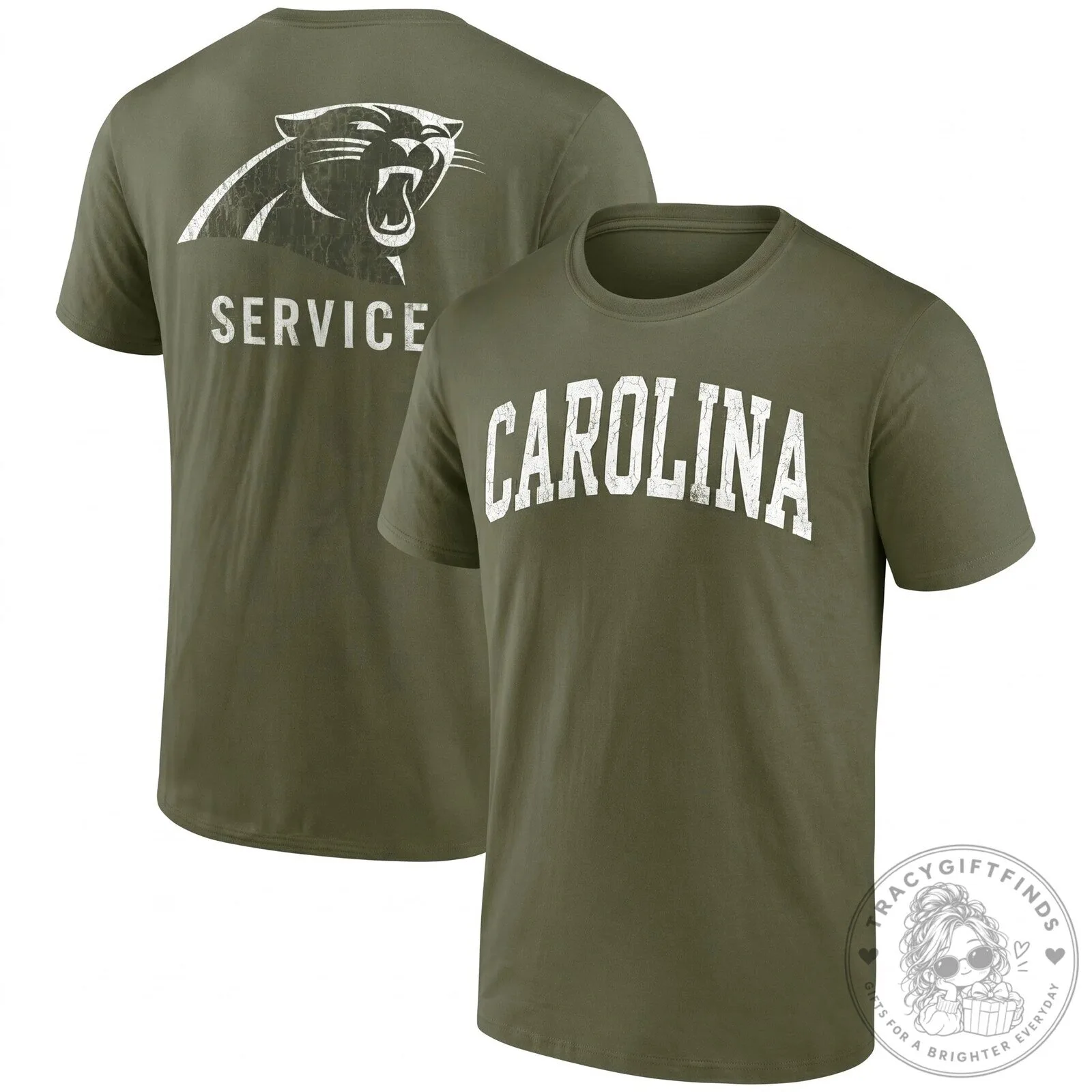 Black T-Shirt with Distressed Carolina Panthers Salute To Service Logo 15 Black T-Shirt with Distressed Carolina Panthers Salute To Service Logo