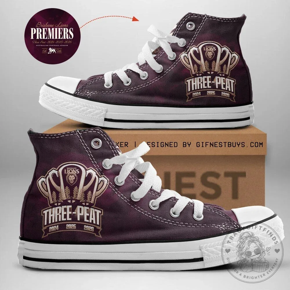 Brisbane Lions Australian Football League Premiers Three-Peat High-Top Canvas Shoes 2 Brisbane Lions Australian Football League Premiers Three-Peat High-Top Canvas Shoes