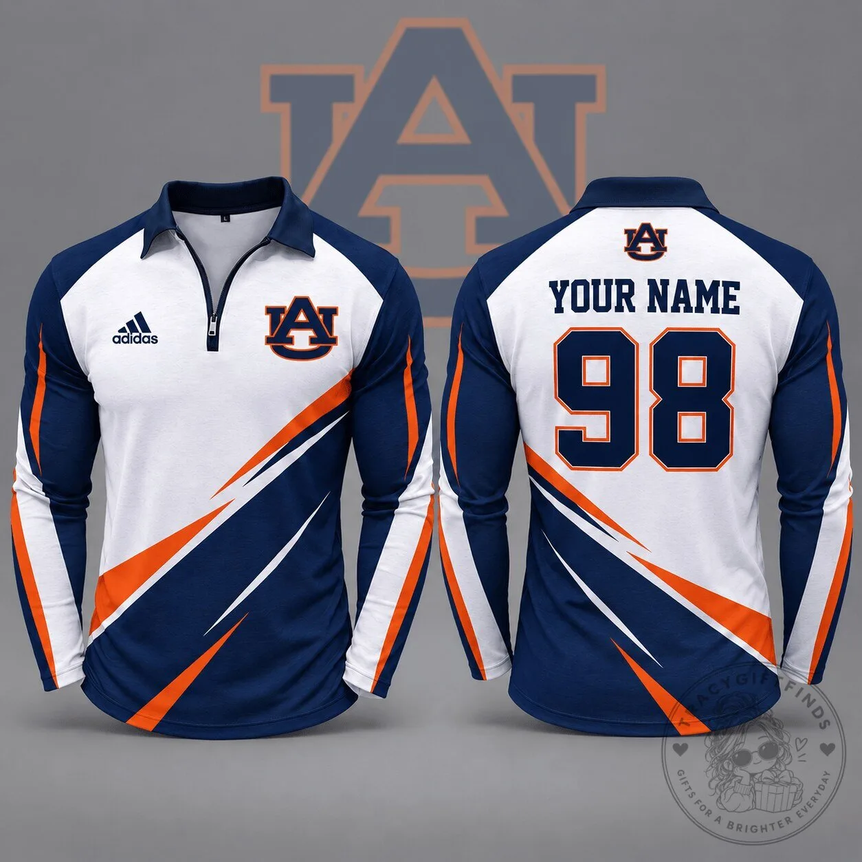 Auburn Tigers NCAA Personalized Name Number Dynamic Strike Quarter-Zip Polo Shirt 3 Auburn Tigers NCAA Personalized Name Number Dynamic Strike Quarter-Zip Polo Shirt