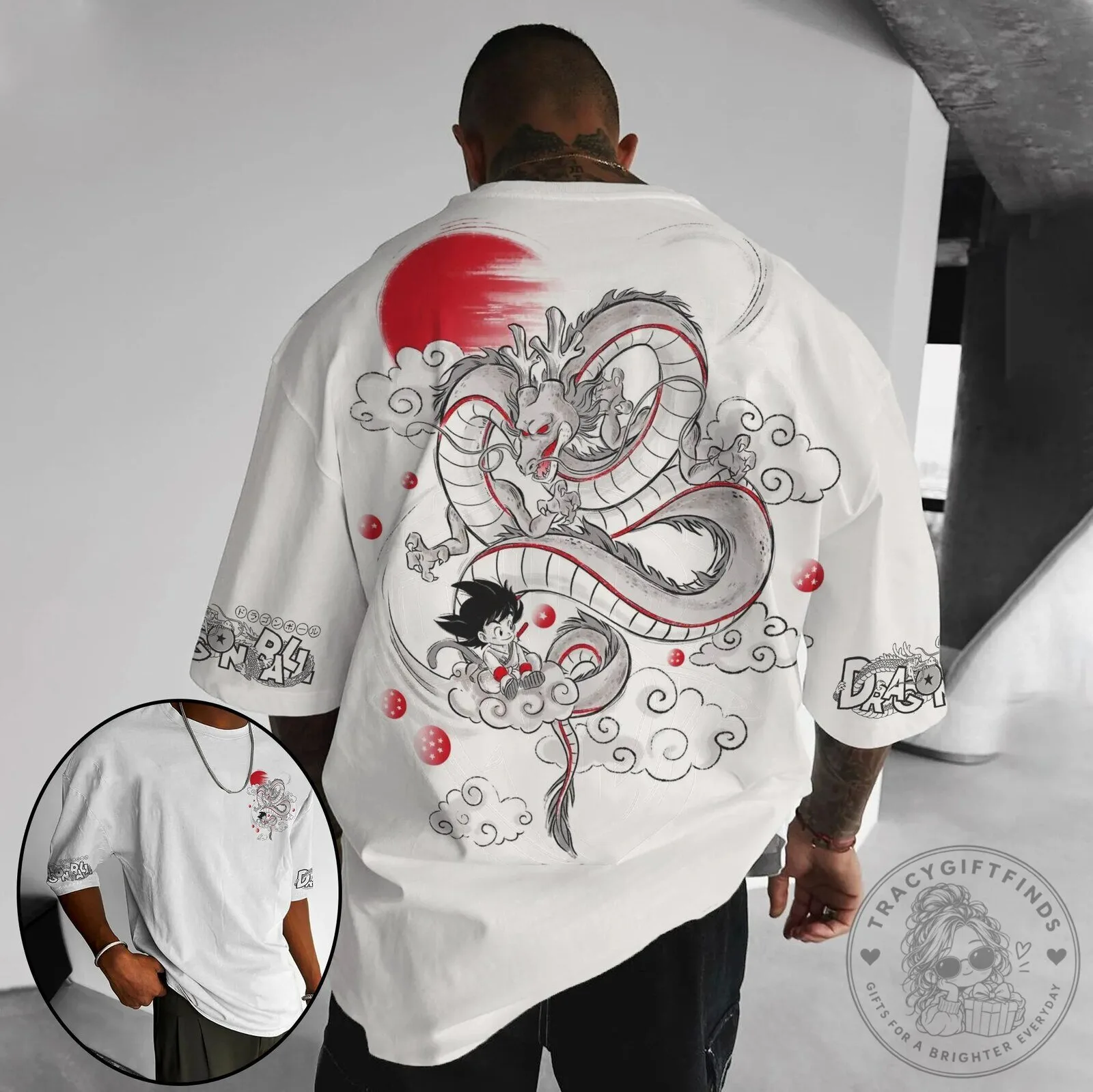Dragon Ball Z Shenron and Goku Anime Graphic Oversized T-Shirt