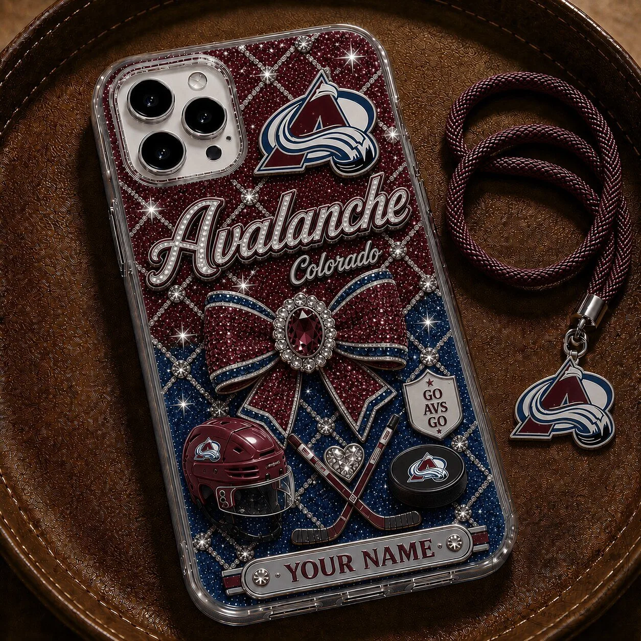Colorado Avalanche National Hockey League Sparkle Custom Name Phone Case with Lanyard 1 Colorado Avalanche National Hockey League Sparkle Custom Name Phone Case with Lanyard