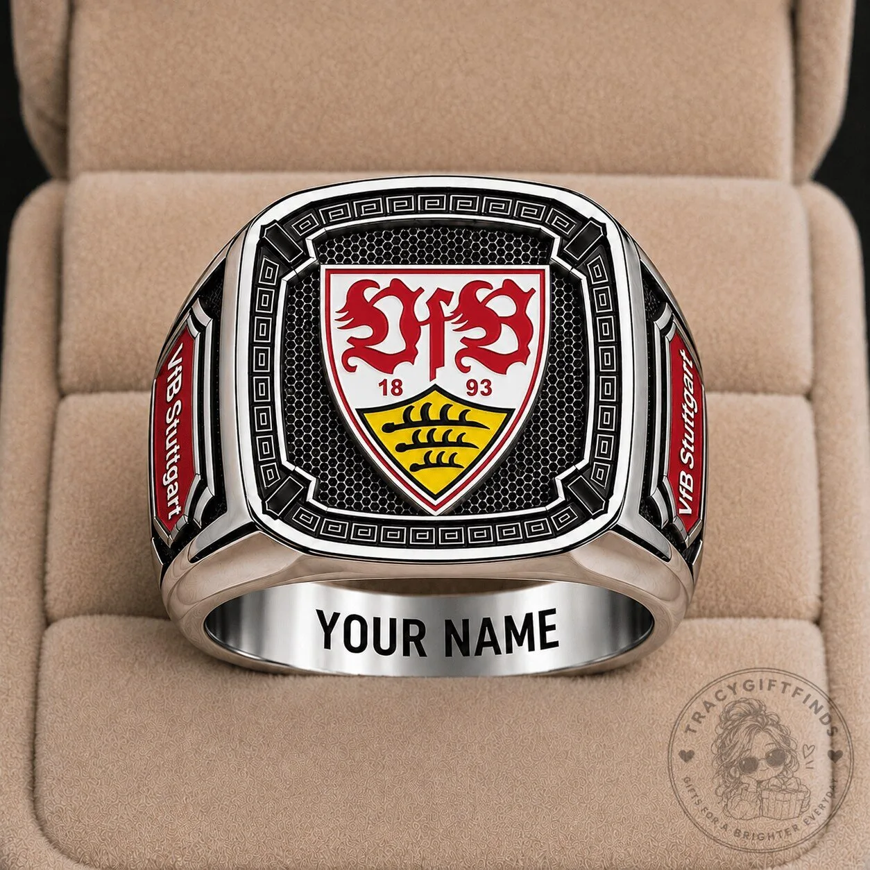 VfB Stuttgart Bundesliga Football Club Custom Engraved Ring for Men 1 VfB Stuttgart Bundesliga Football Club Custom Engraved Ring for Men