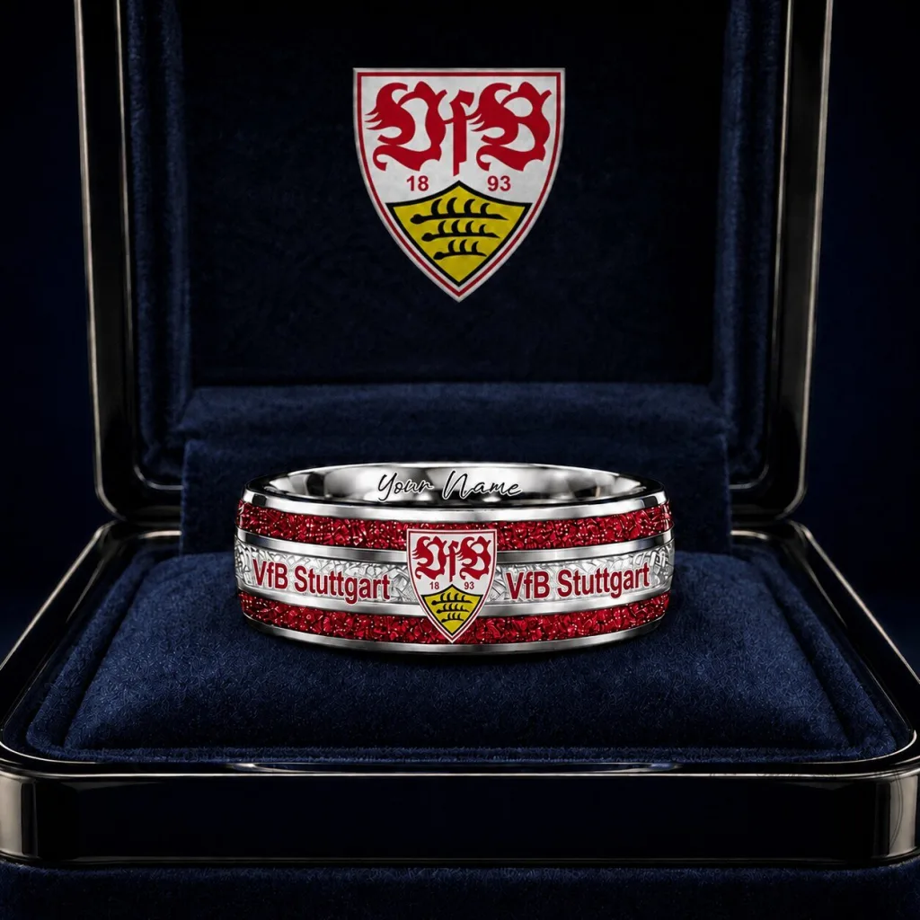 VfB Stuttgart Bundesliga Football Club Custom Engraved Fan Ring VfB Stuttgart Bundesliga Football Club Custom Engraved Fan Ring