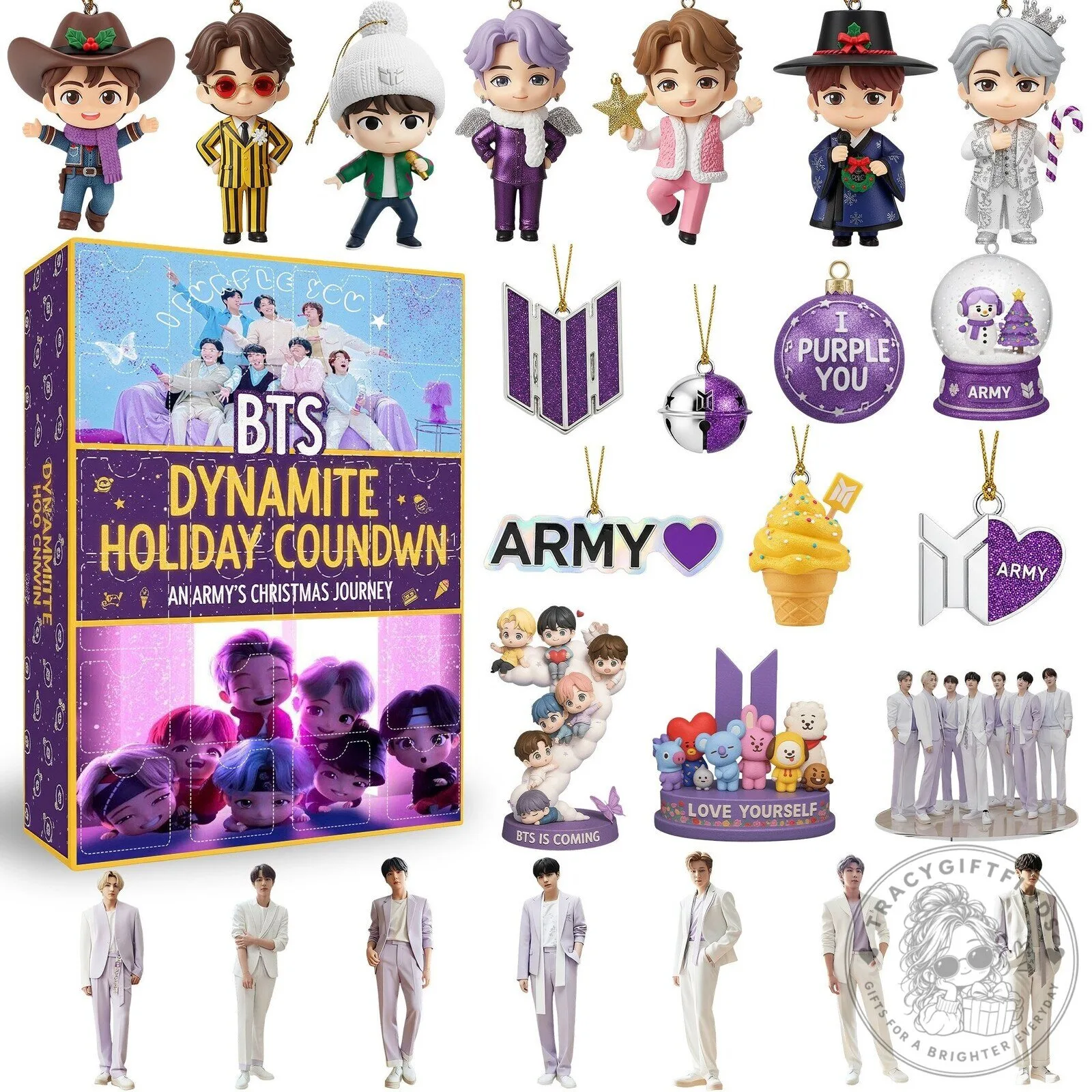 BTS Dynamite Holiday Countdown Advent Calendar 2025 with Ornaments