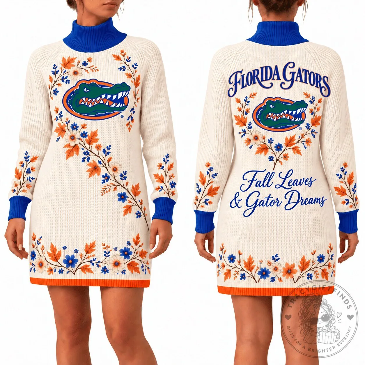 Florida Gators Fall Leaves & Gator Dreams Women's Sweater Dress