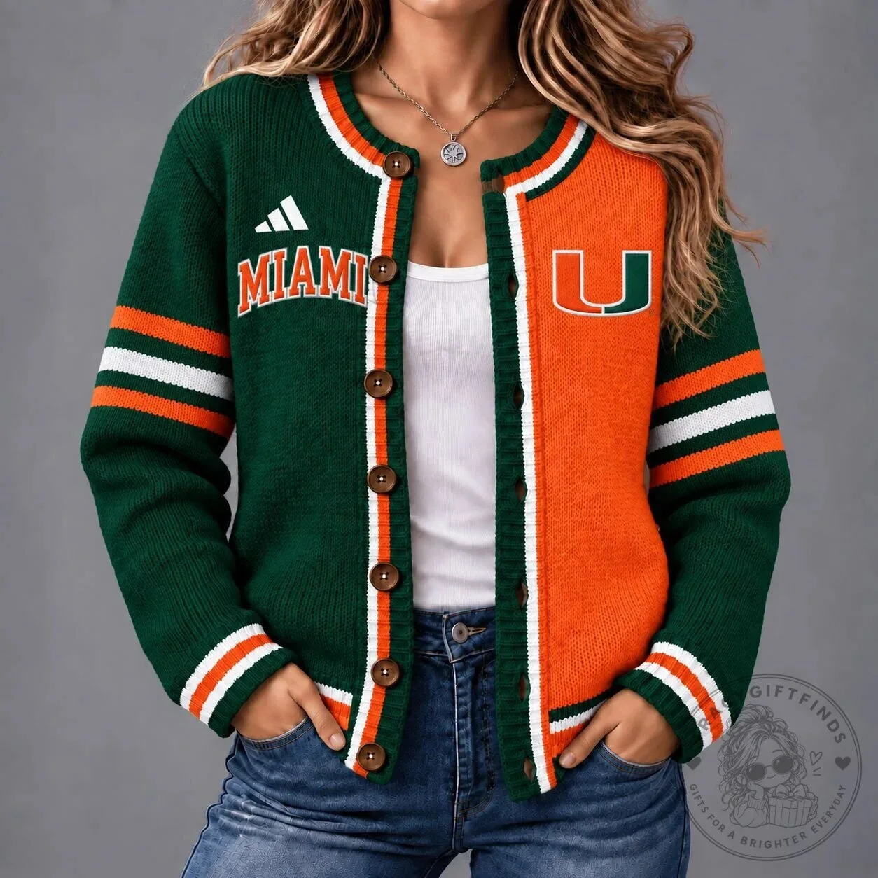 Miami Hurricanes NCAA Game Ready Cardigan Sweater for Women