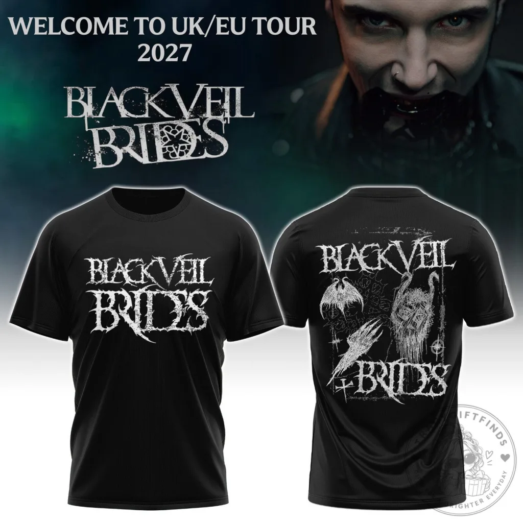 Black Veil Brides Band Logo Welcome To UK EU Tour 2027 Concert T-Shirt Black Veil Brides Band Logo Welcome To UK EU Tour 2027 Concert T-Shirt