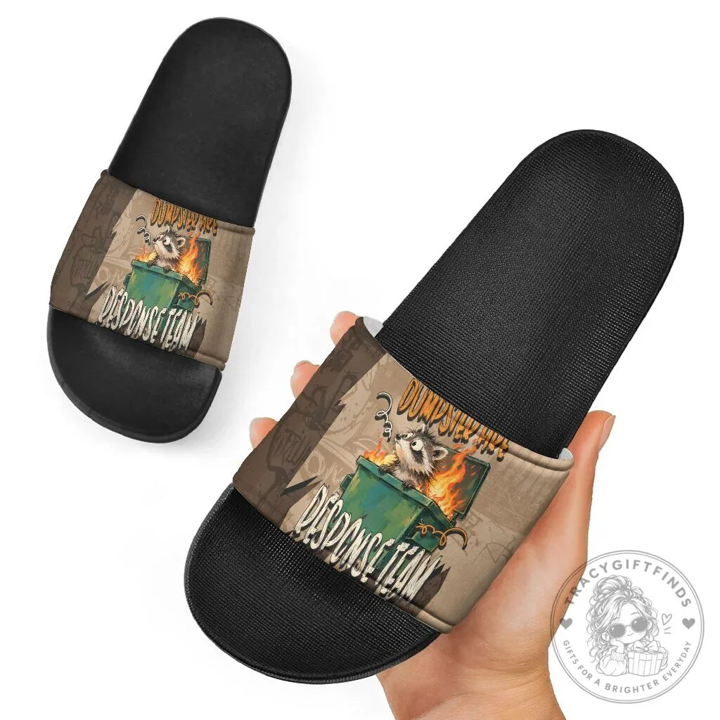 Dumpster Fire Response Team Raccoon Cartoon Vintage Grunge Slide Sandals 11 Dumpster Fire Response Team Raccoon Cartoon Vintage Grunge Slide Sandals