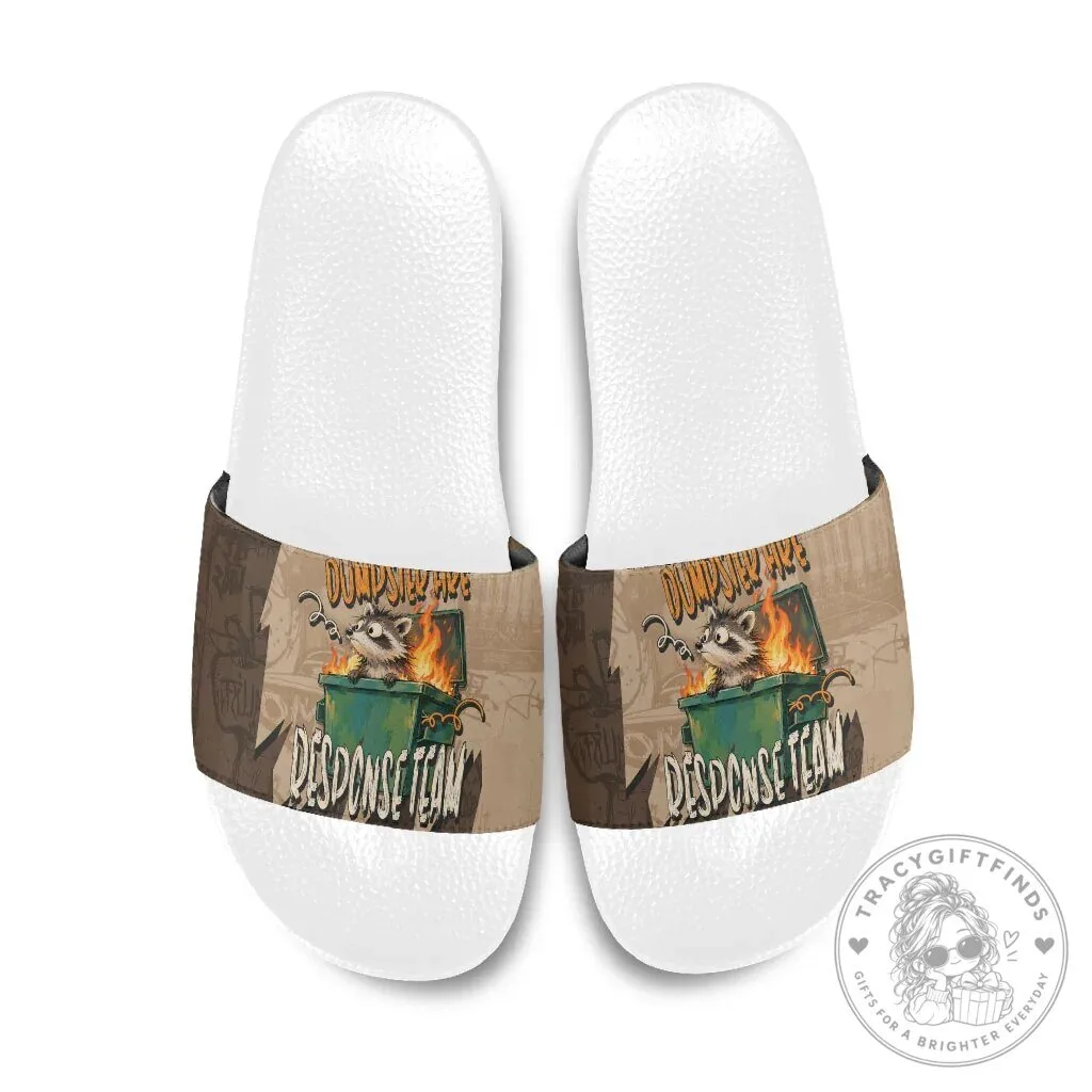 Dumpster Fire Response Team Raccoon Cartoon Vintage Grunge Slide Sandals 12 Dumpster Fire Response Team Raccoon Cartoon Vintage Grunge Slide Sandals
