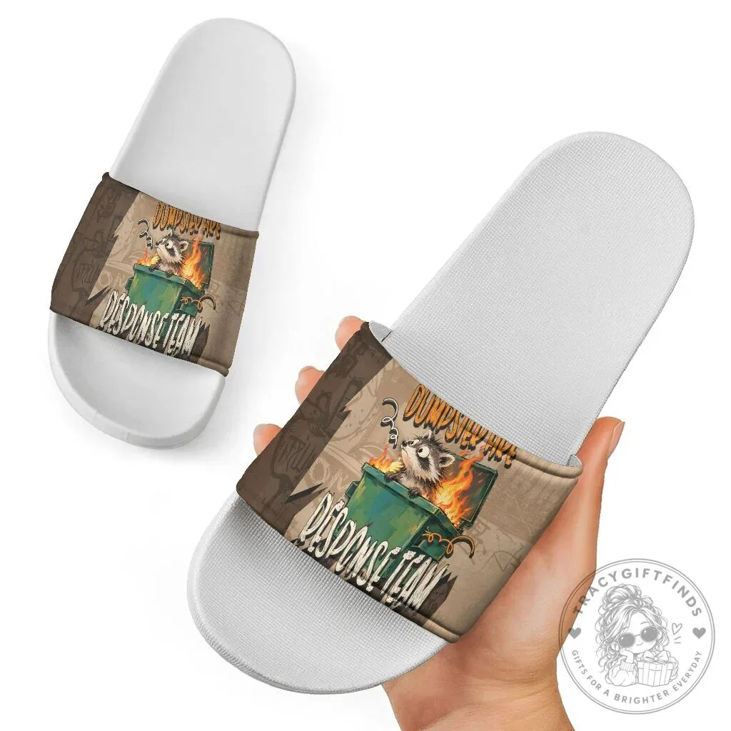 Dumpster Fire Response Team Raccoon Cartoon Vintage Grunge Slide Sandals 13 Dumpster Fire Response Team Raccoon Cartoon Vintage Grunge Slide Sandals