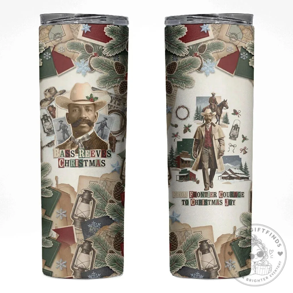 Bass Reeves Christmas Old West Marshal Frontier Collage Skinny Tumbler