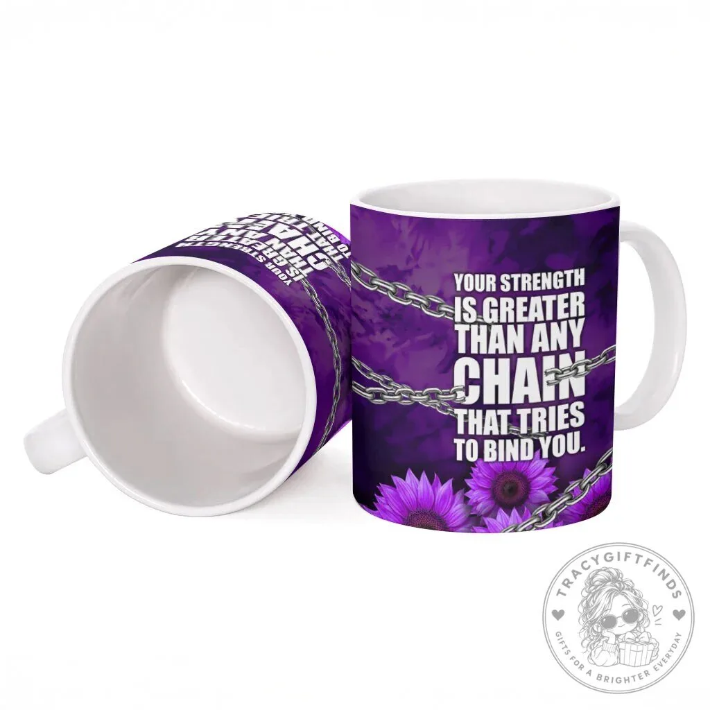 Domestic Violence Awareness Purple Ribbon Sunflower Breaking Chains Mug 11 Domestic Violence Awareness Purple Ribbon Sunflower Breaking Chains Mug