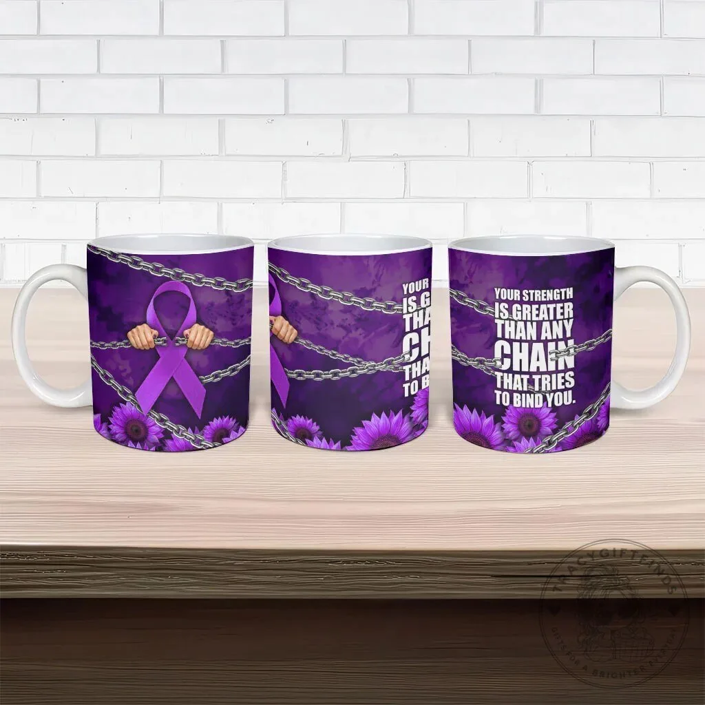 Domestic Violence Awareness Purple Ribbon Sunflower Breaking Chains Mug 13 Domestic Violence Awareness Purple Ribbon Sunflower Breaking Chains Mug