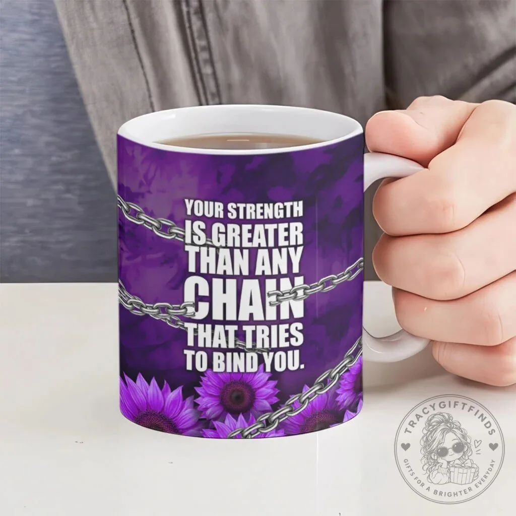 Domestic Violence Awareness Purple Ribbon Sunflower Breaking Chains Mug 14 Domestic Violence Awareness Purple Ribbon Sunflower Breaking Chains Mug