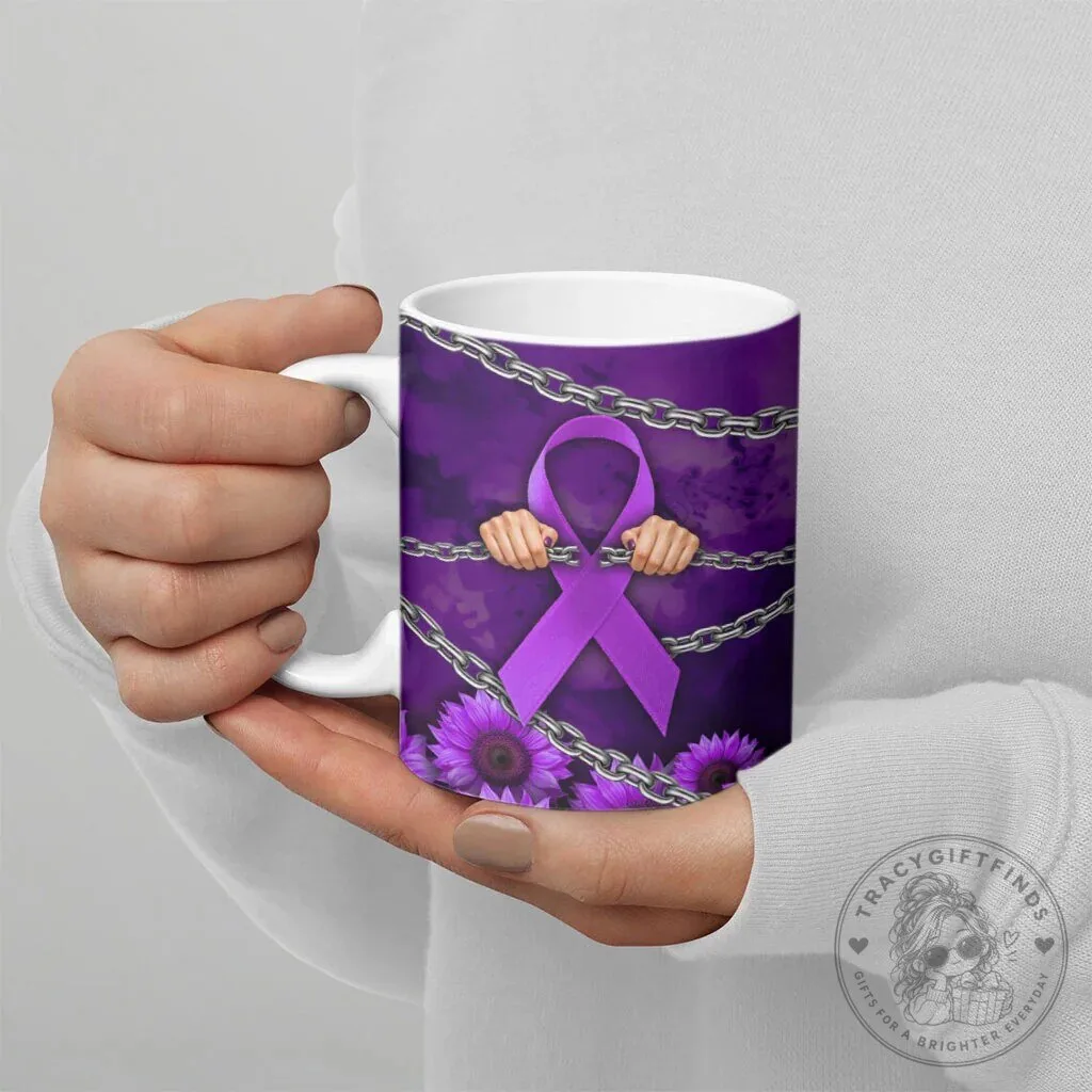 Domestic Violence Awareness Purple Ribbon Sunflower Breaking Chains Mug 15 Domestic Violence Awareness Purple Ribbon Sunflower Breaking Chains Mug