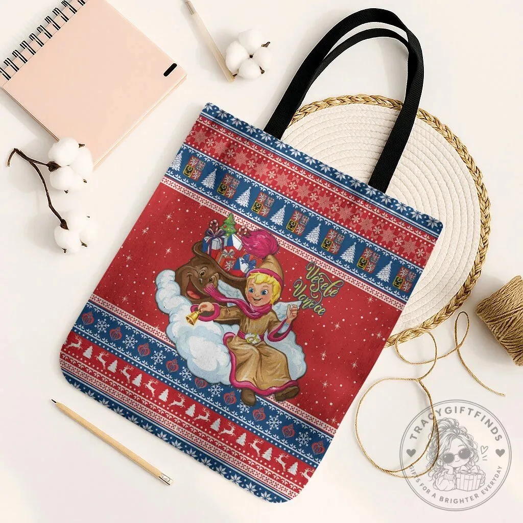 Czech Republic Christmas Jezisek Vesele Vanoce Holiday Ugly Sweater Tote Bag