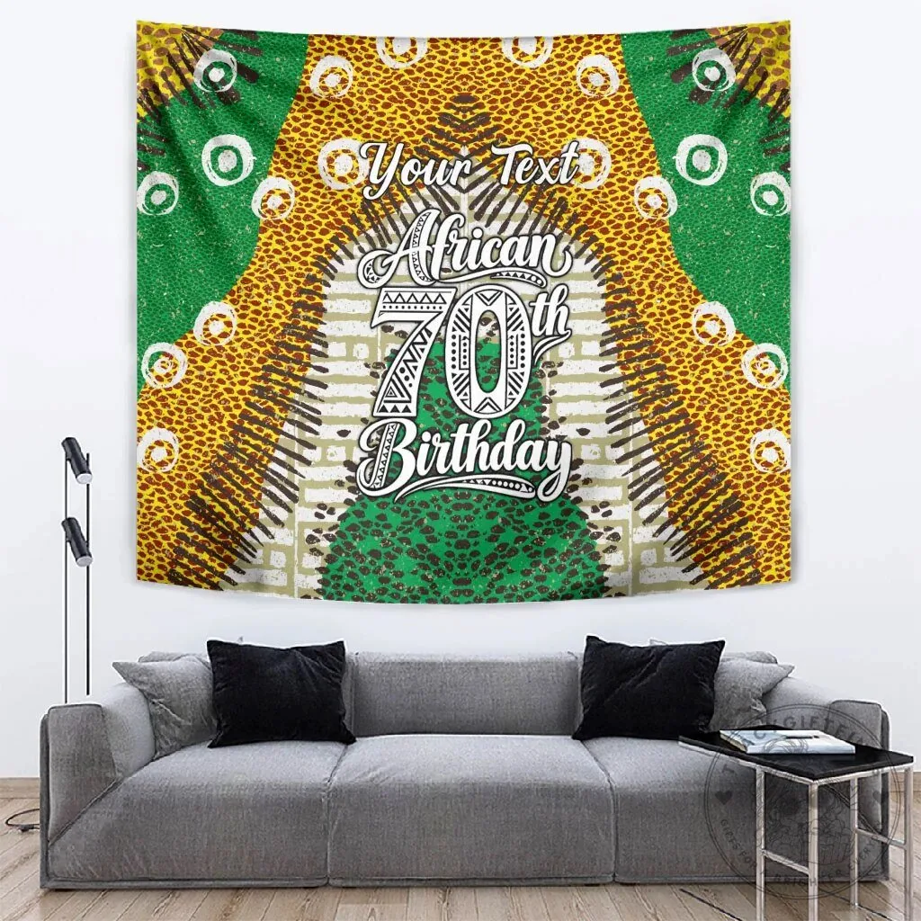 Personalized African 70th Birthday Tapestry Tribal Animal Print Heritage Wall Art 3 Personalized African 70th Birthday Tapestry Tribal Animal Print Heritage Wall Art