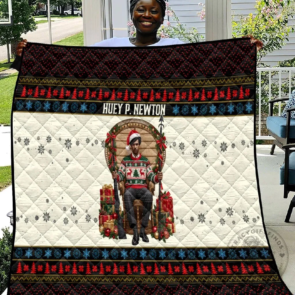 Huey P. Newton Black Panther Christmas Quilt Black History Iconic Leader Ugly Holiday