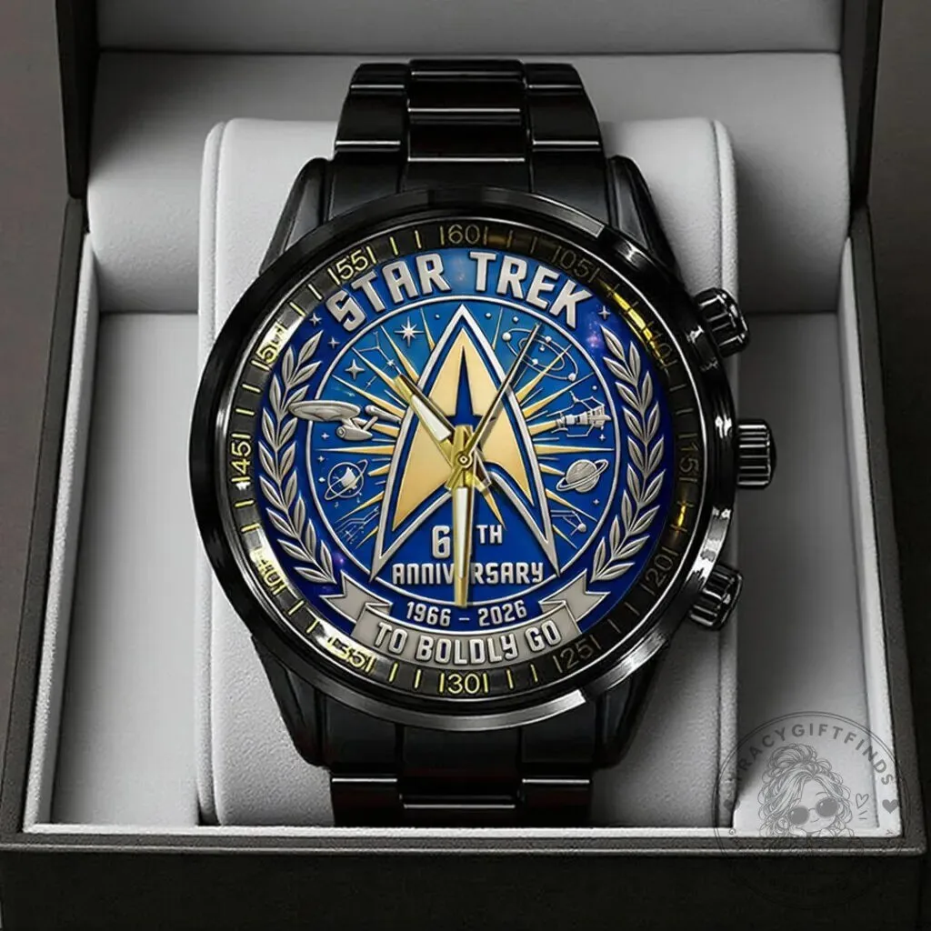 Star Trek 60th Anniversary To Boldly Go Black Stainless Steel Watch