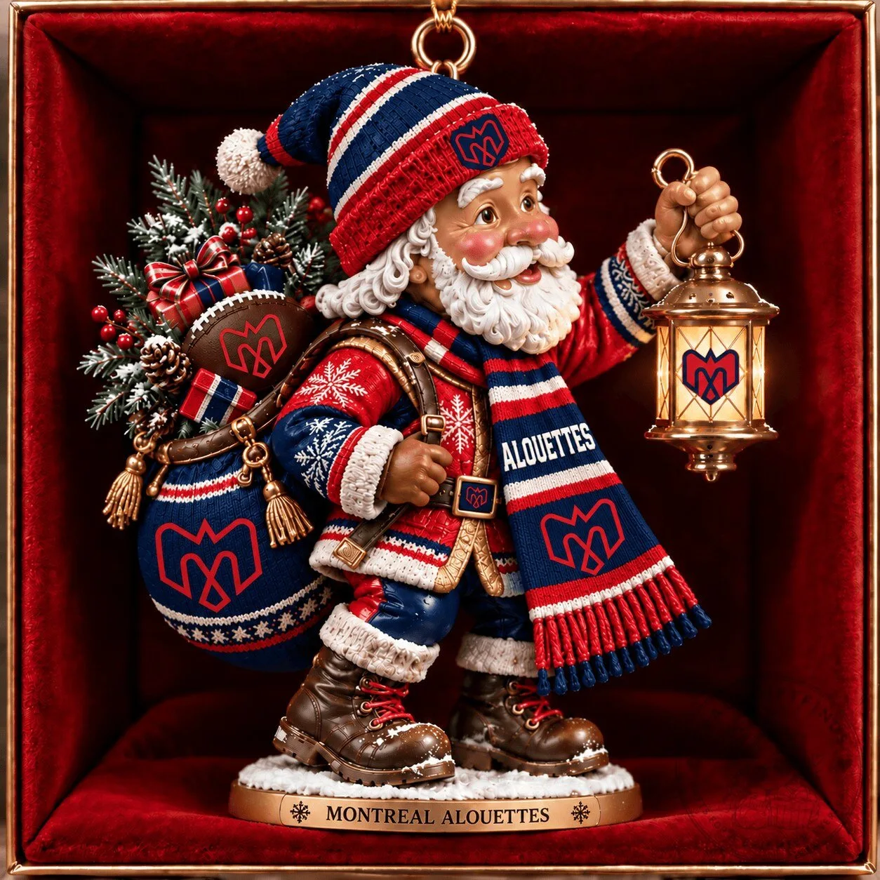 Montreal Alouettes Christmas Santa Claus Figurine Ornament 6 Montreal Alouettes Christmas Santa Claus Figurine Ornament