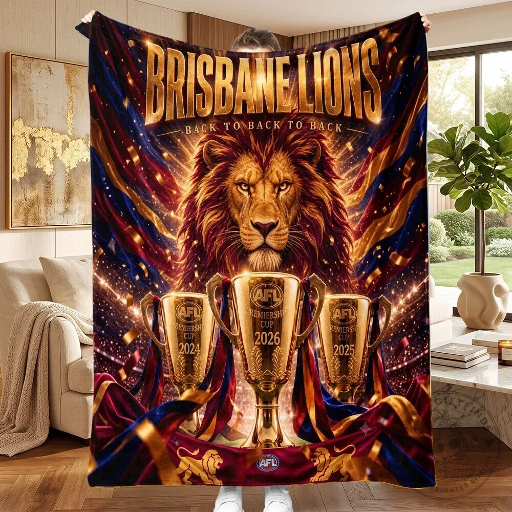 Brisbane Lions Australian Football League Premiers Back to Back to Back Fleece Blanket 3 Brisbane Lions Australian Football League Premiers Back to Back to Back Fleece Blanket