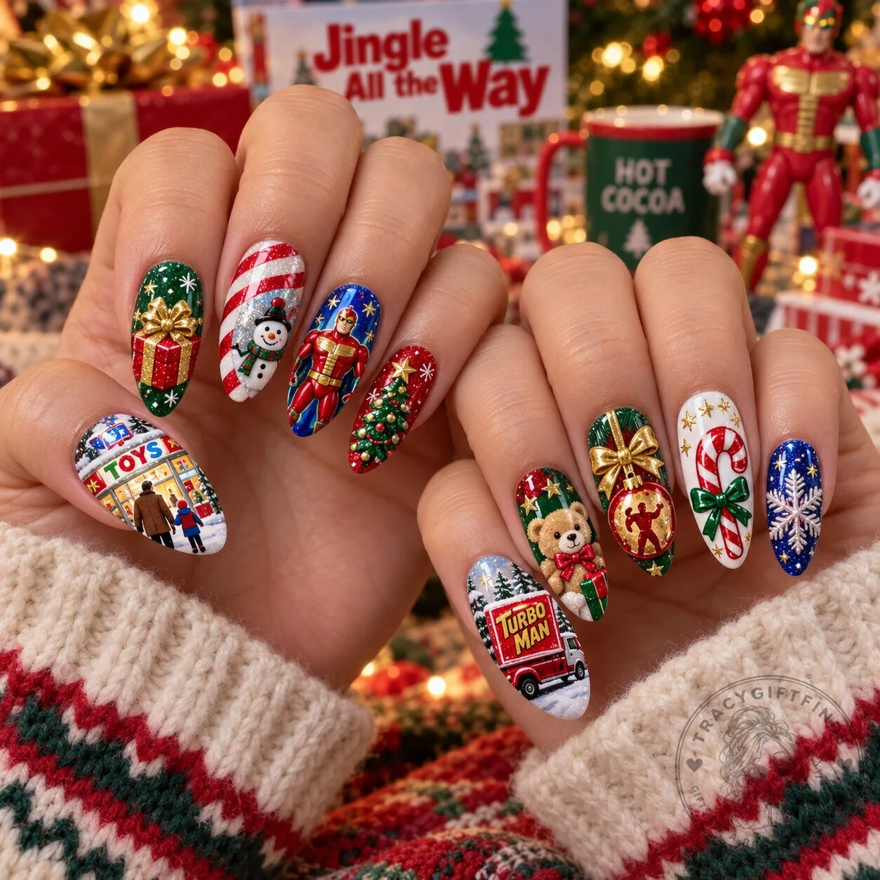 Jingle All the Way Christmas Holiday Press On Nails Set 3 Jingle All the Way Christmas Holiday Press On Nails Set