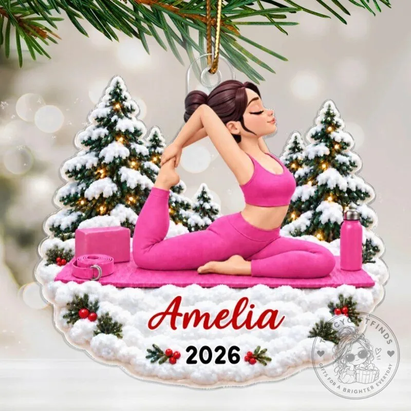 Personalized Yoga Woman Christmas Tree Ornament, Custom Yogi Fitness Gift 21 Personalized Yoga Woman Christmas Tree Ornament, Custom Yogi Fitness Gift