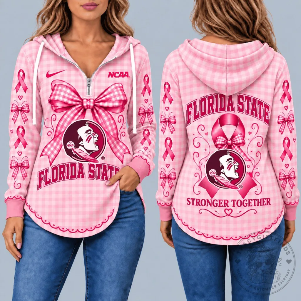 Florida State Seminoles Breast Cancer Awareness Pink Gingham Hoodie Florida State Seminoles Breast Cancer Awareness Pink Gingham Hoodie