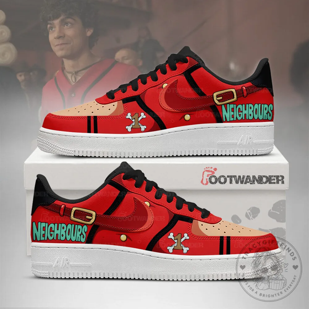 One Piece Monkey D Luffy Live Action Neighbors Red Custom Shoes
