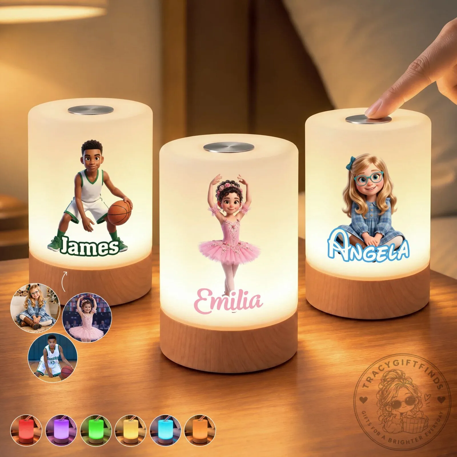 Personalized Cartoon Photo Touch Control Rechargeable Night Light