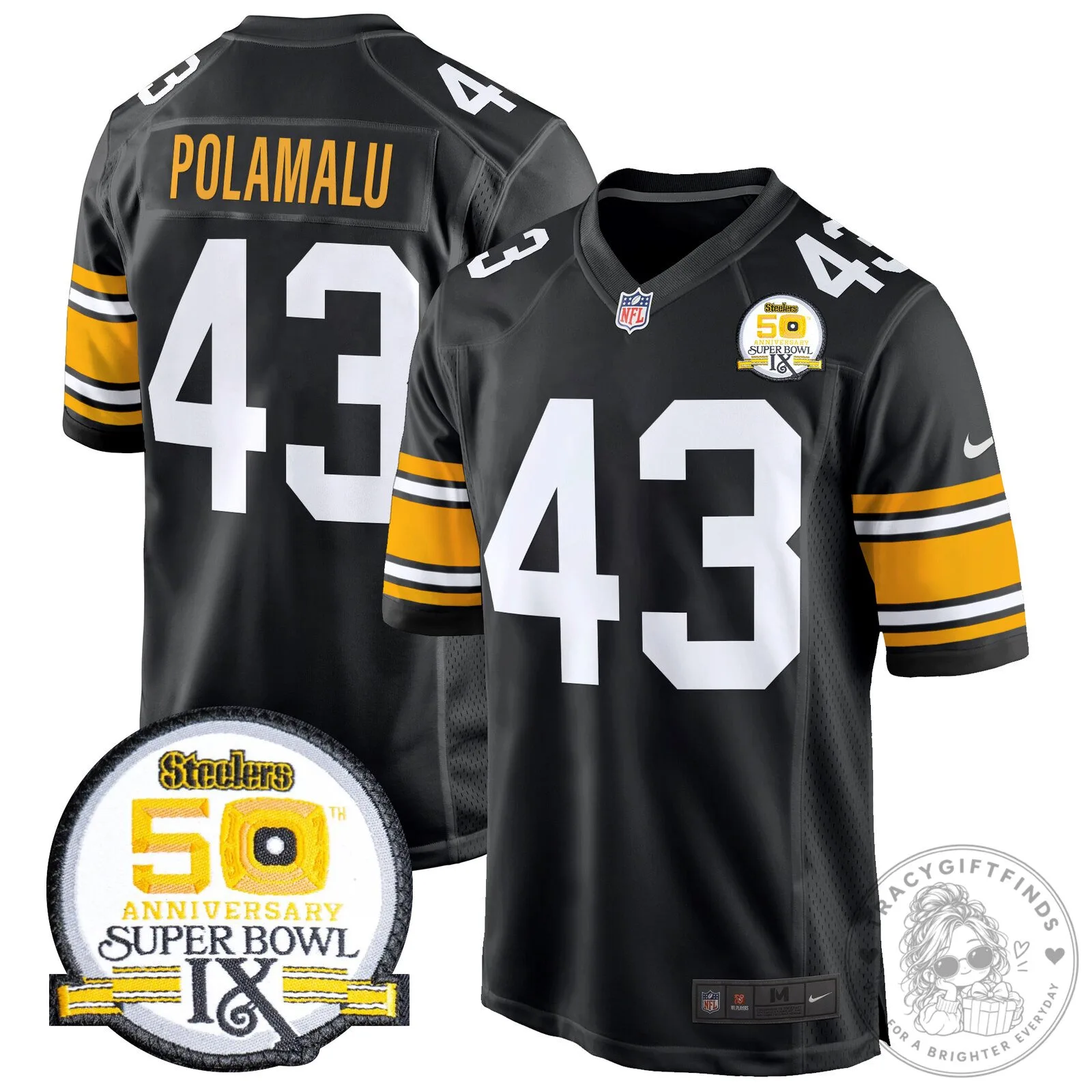 Super Bowl IX Fields Jersey for 50th Anniversary of Pittsburgh Steelers 62 Super Bowl IX Fields Jersey for 50th Anniversary of Pittsburgh Steelers