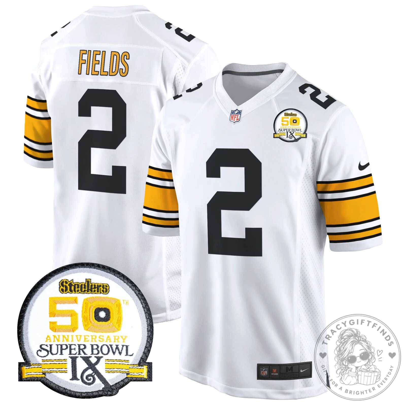 Super Bowl IX Fields Jersey for 50th Anniversary of Pittsburgh Steelers 67 Super Bowl IX Fields Jersey for 50th Anniversary of Pittsburgh Steelers