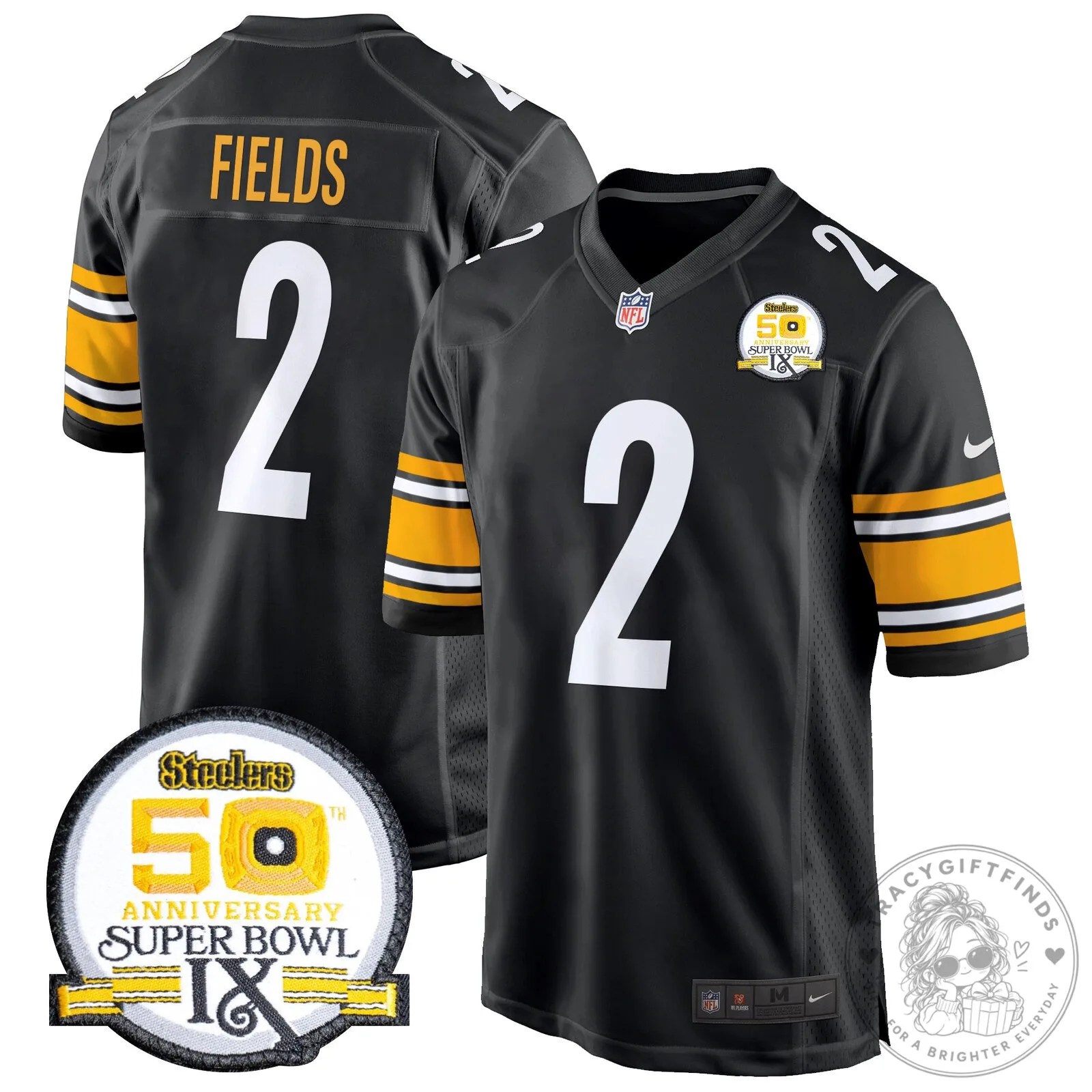 Super Bowl IX Fields Jersey for 50th Anniversary of Pittsburgh Steelers 76 Super Bowl IX Fields Jersey for 50th Anniversary of Pittsburgh Steelers
