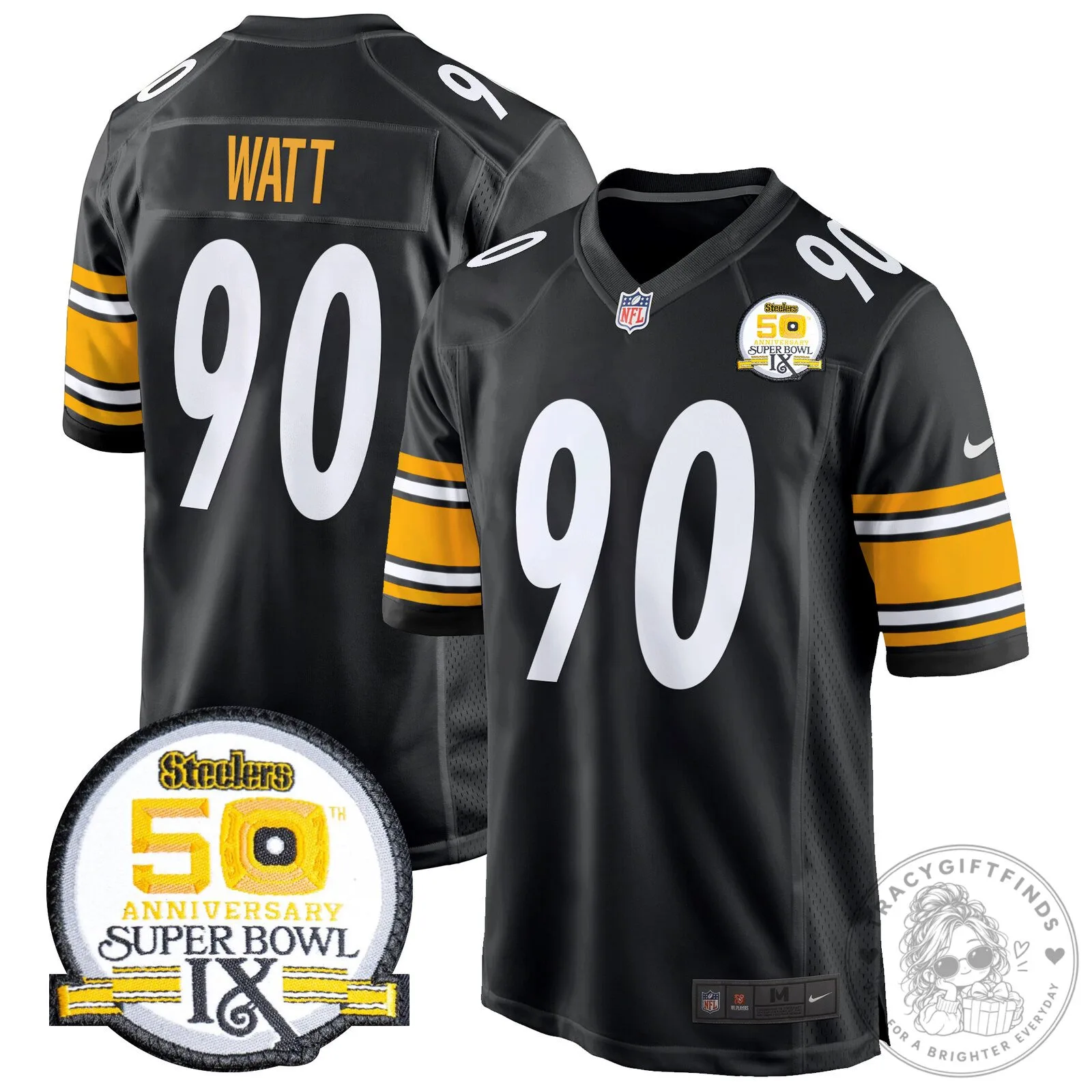 Super Bowl IX Fields Jersey for 50th Anniversary of Pittsburgh Steelers 77 Super Bowl IX Fields Jersey for 50th Anniversary of Pittsburgh Steelers