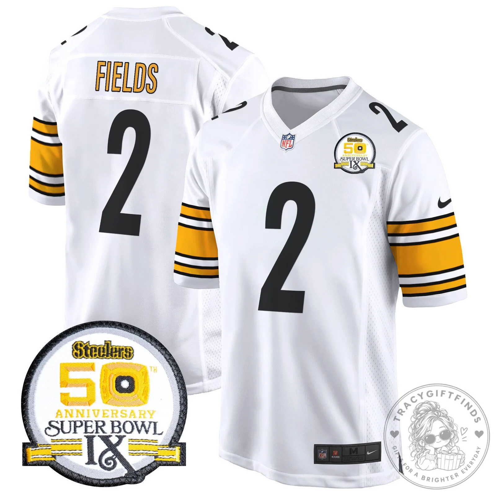 Super Bowl IX Fields Jersey for 50th Anniversary of Pittsburgh Steelers 85 Super Bowl IX Fields Jersey for 50th Anniversary of Pittsburgh Steelers